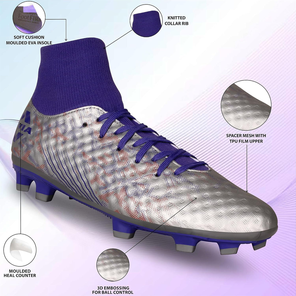 Nivia mens Oslar Blade 3.0 football Stud Football Shoes 4 UK Silver