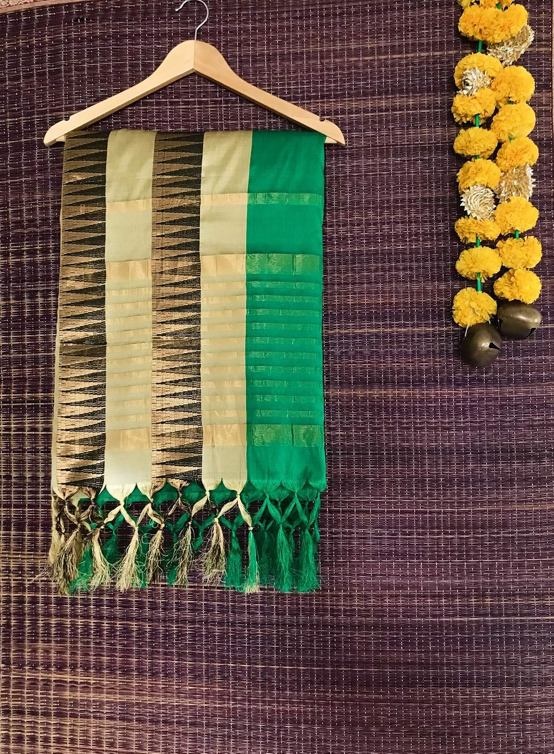 EthnicJunction Women's Silk Cotton Saree With Blouse Piece (EJ1162-1016L_Dark Spring Green)