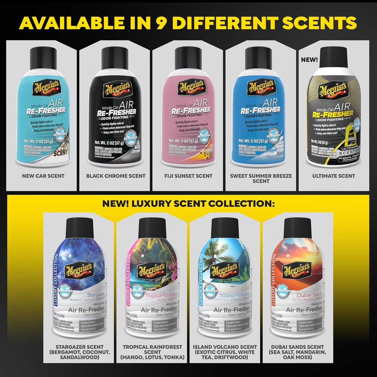 Meguiar's® Whole Car Air Re-Fresher | Eliminates permanent Odour | produces new car scent | One time solution for removing any strong odour