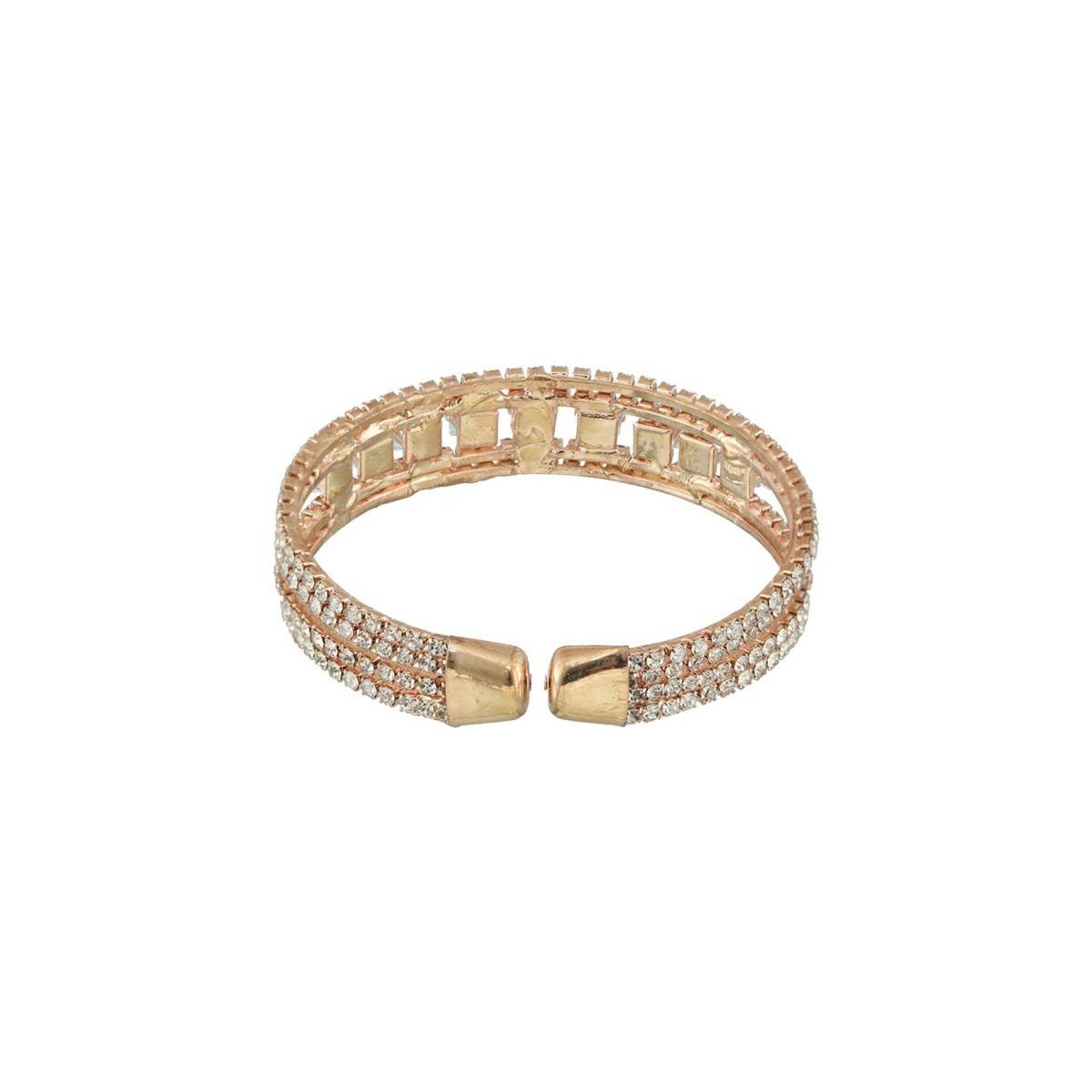 Aatmana Rose Gold Plated White Crystal Studded Cuff Bracelet (2.6)