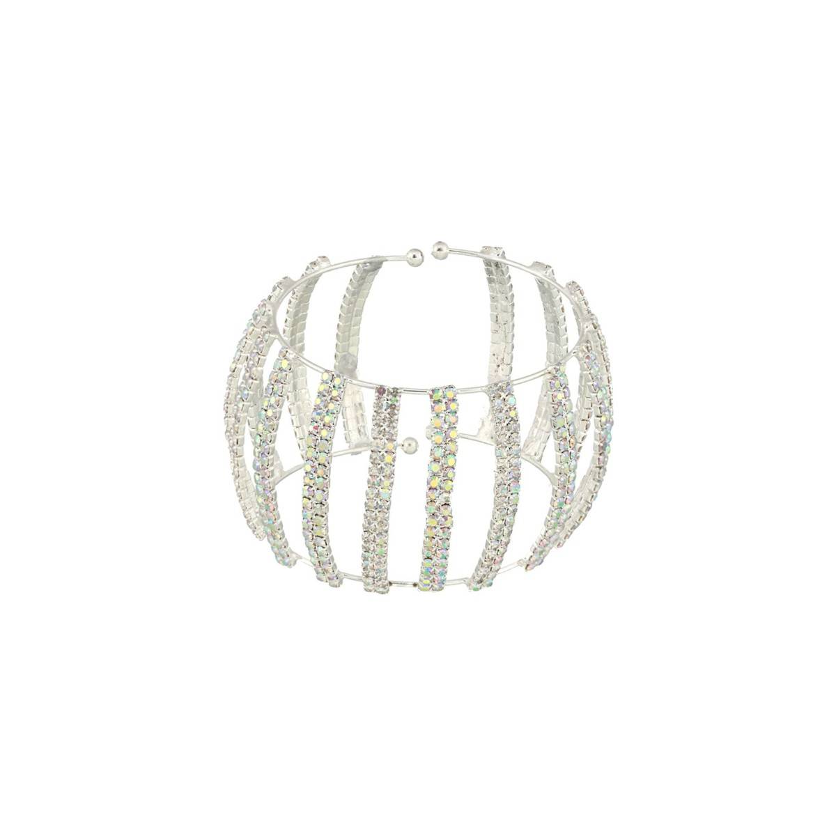 Aatmana Silver Plated Crystal Studded Cuff Bracelet (2.6)