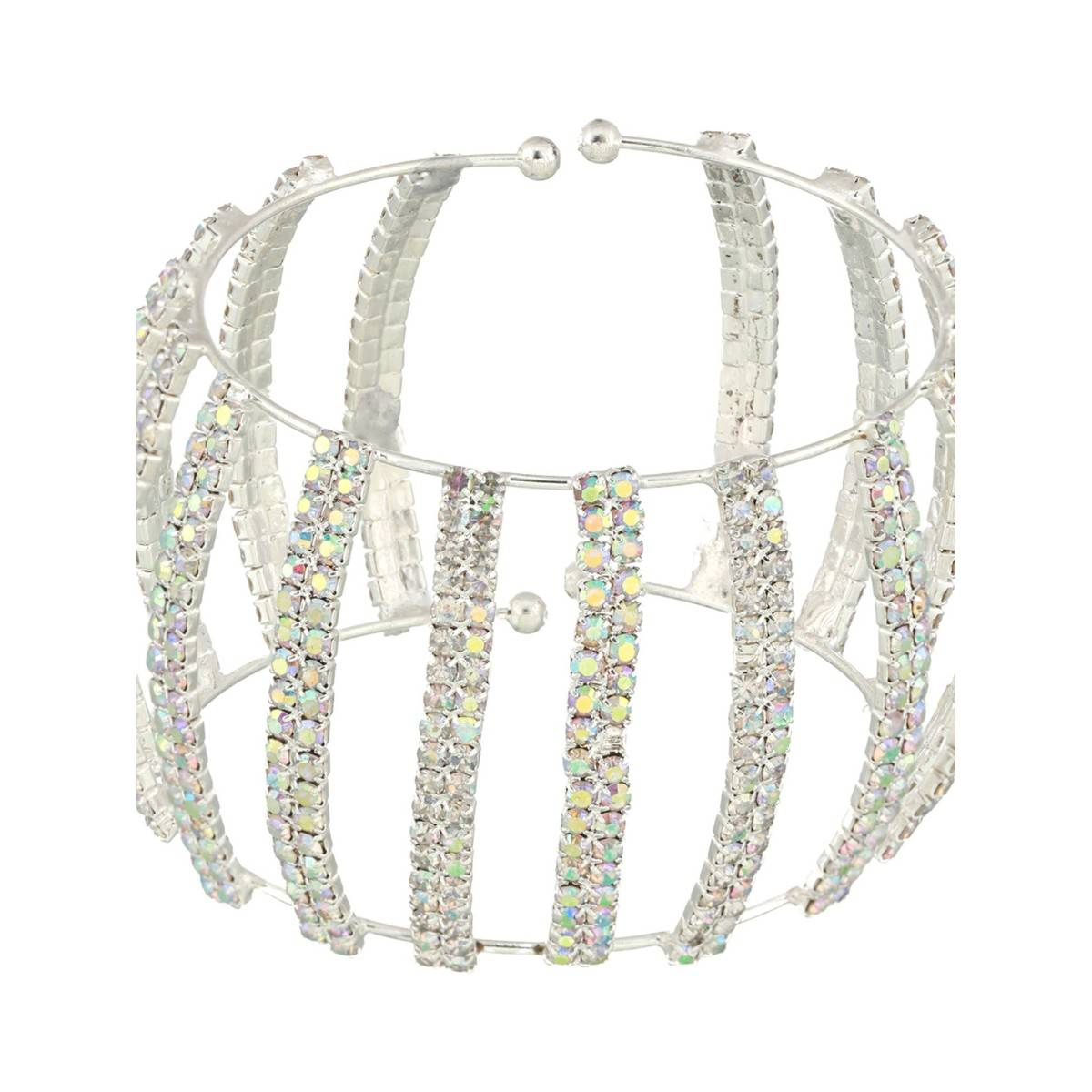 Aatmana Silver Plated Crystal Studded Cuff Bracelet (2.6)