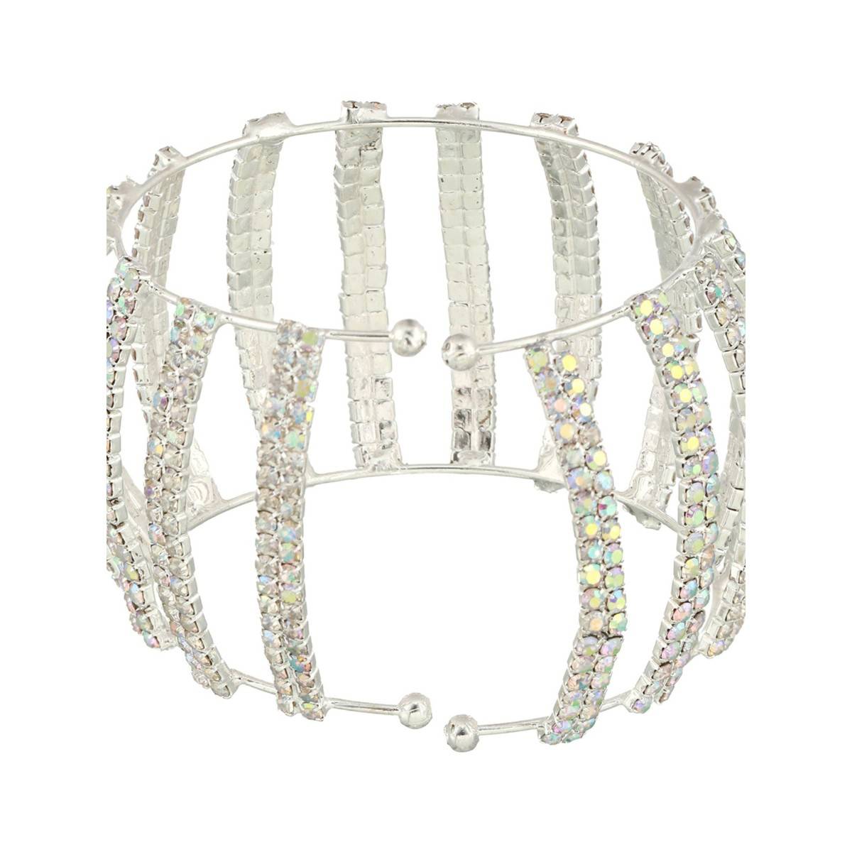 Aatmana Silver Plated Crystal Studded Cuff Bracelet (2.6)