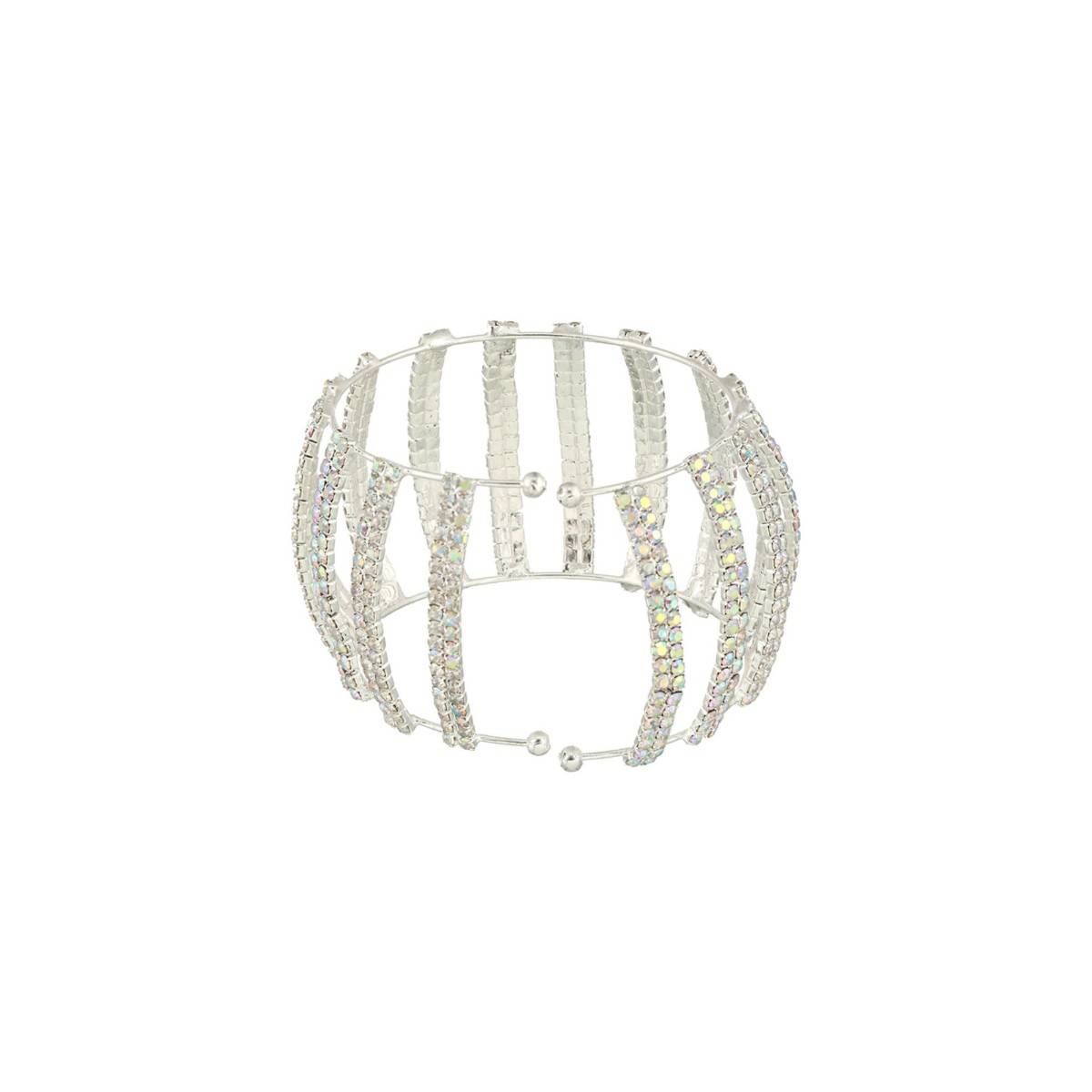 Aatmana Silver Plated Crystal Studded Cuff Bracelet (2.6)