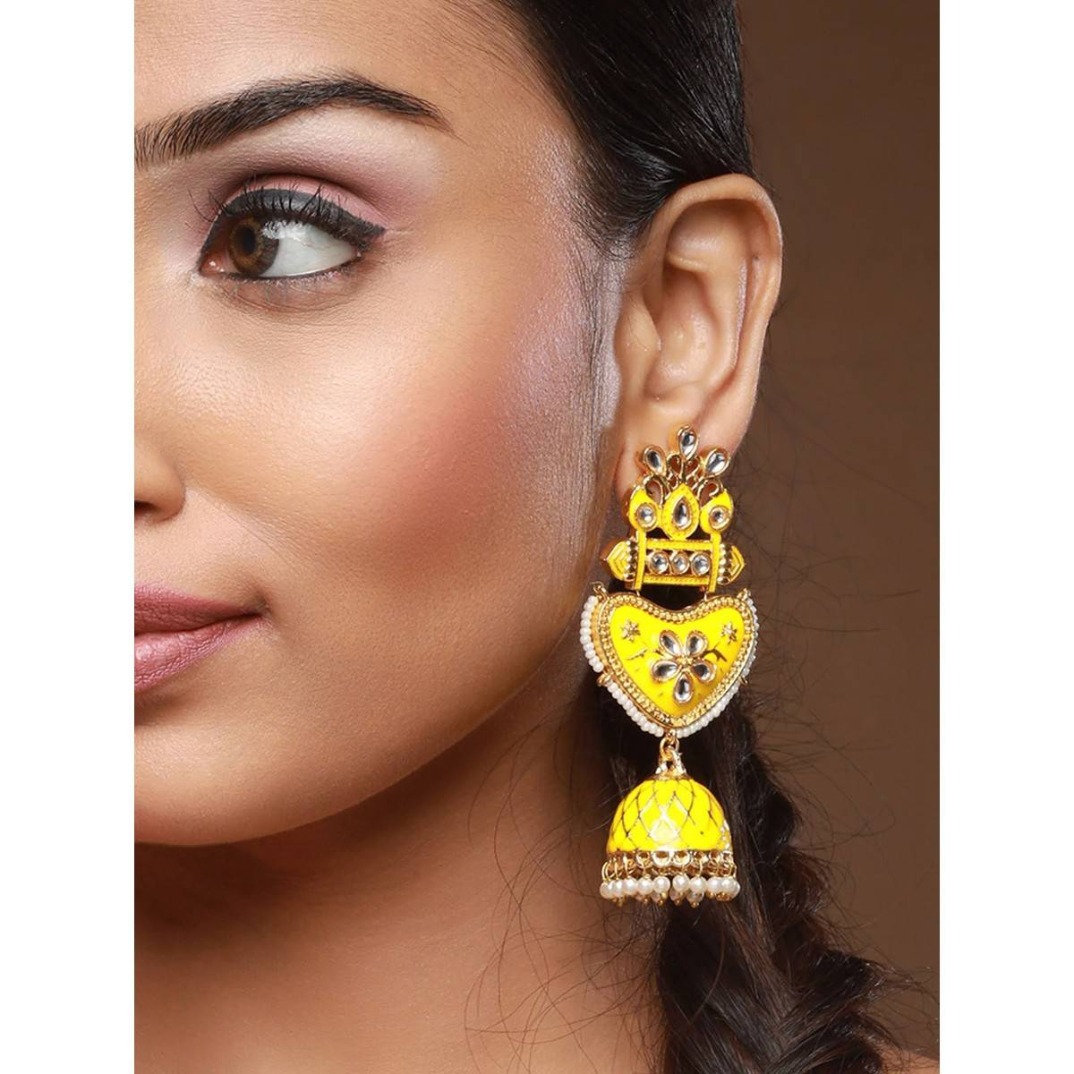 Aatmana Yellow Contemporary Jhumkas · One Size