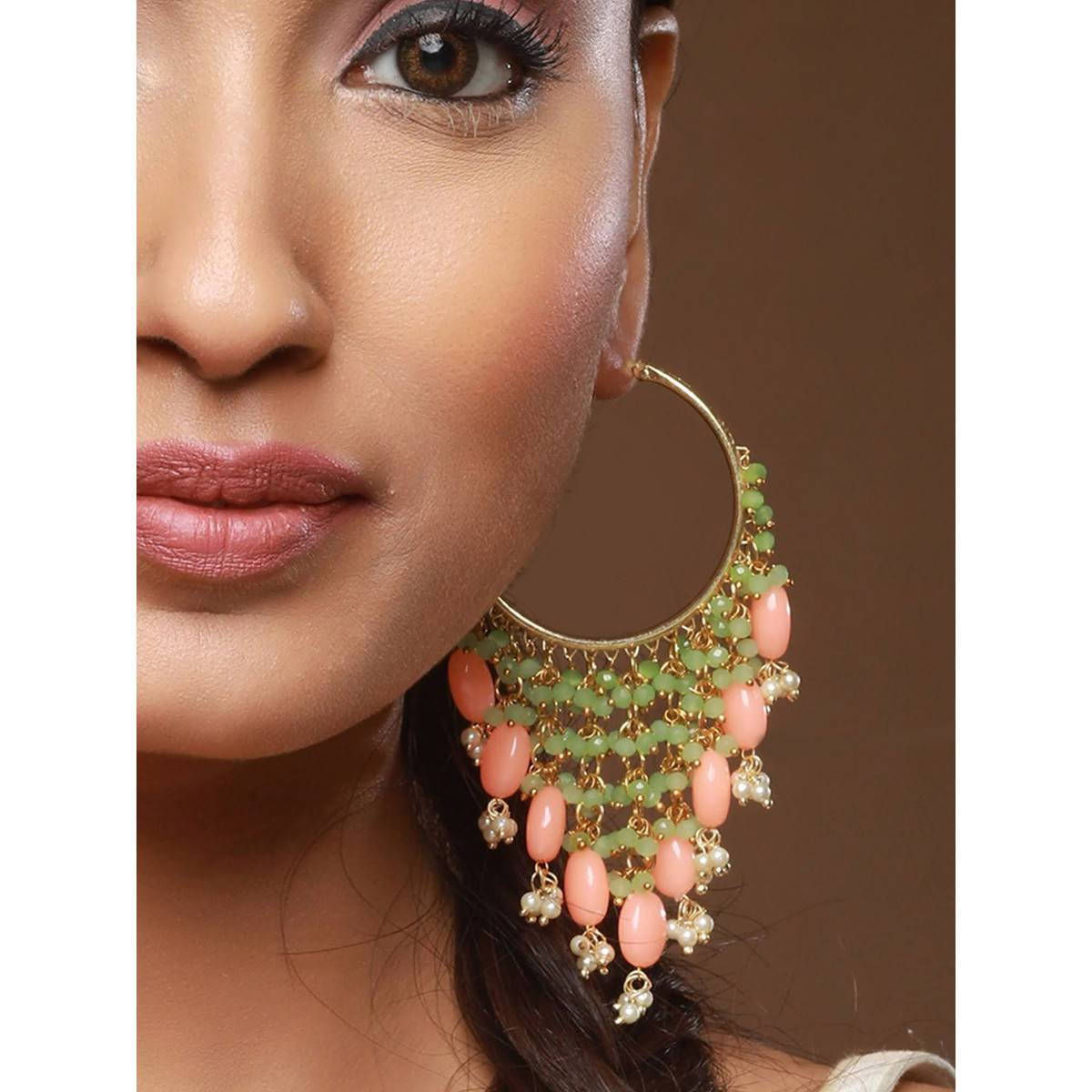 Aatmana Peach & Green Classic Hoop Earrings · One Size