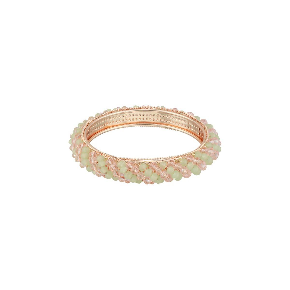 Aatmana Rose Gold Plated Pink & Rose Crystal Beaded Bangles (Set of 2)