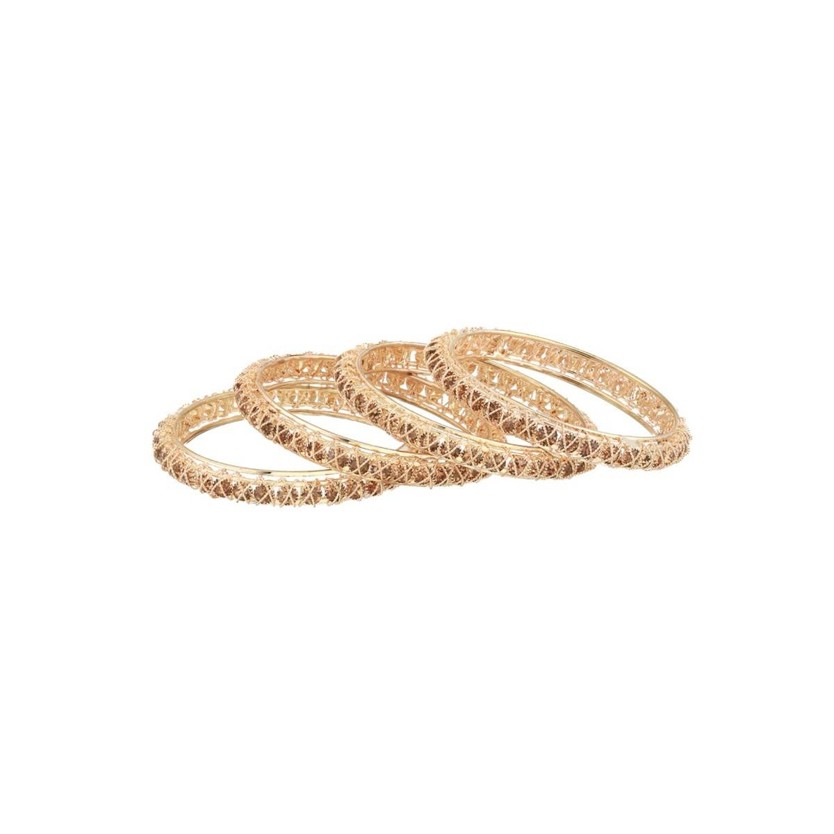 Aatmana Gold Plated & Crystal Studded Bangles (Set of 4)