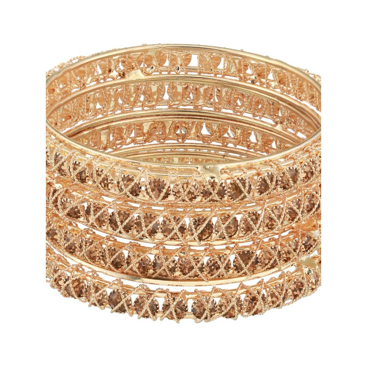 Aatmana Gold Plated & Crystal Studded Bangles (Set of 4)