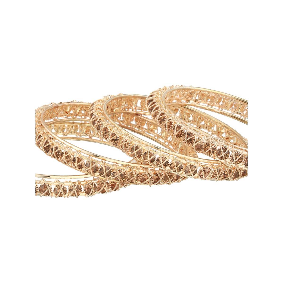 Aatmana Gold Plated & Crystal Studded Bangles (Set of 4)