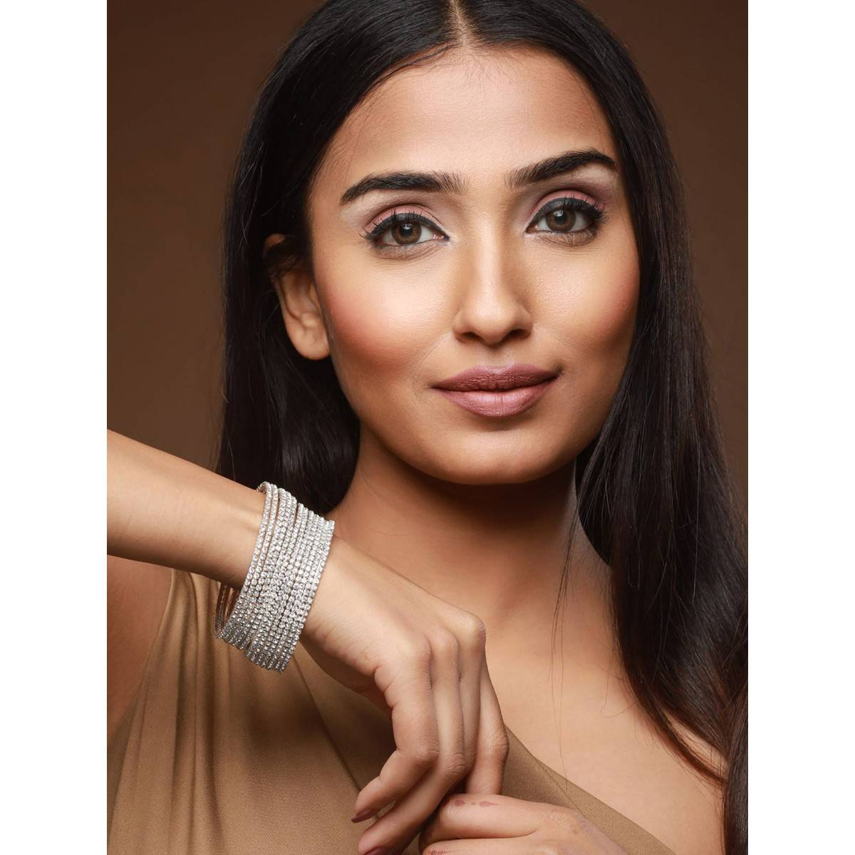 Aatmana Silver Plated & CZ Studded Bangles (Set of 12)