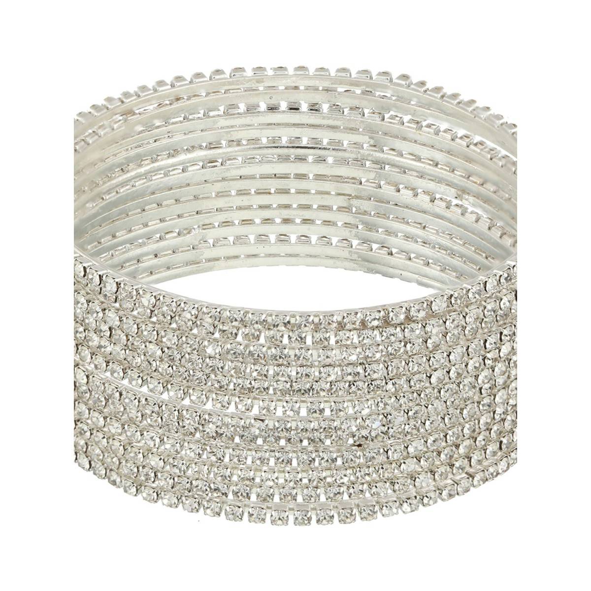 Aatmana Silver Plated & CZ Studded Bangles (Set of 12)