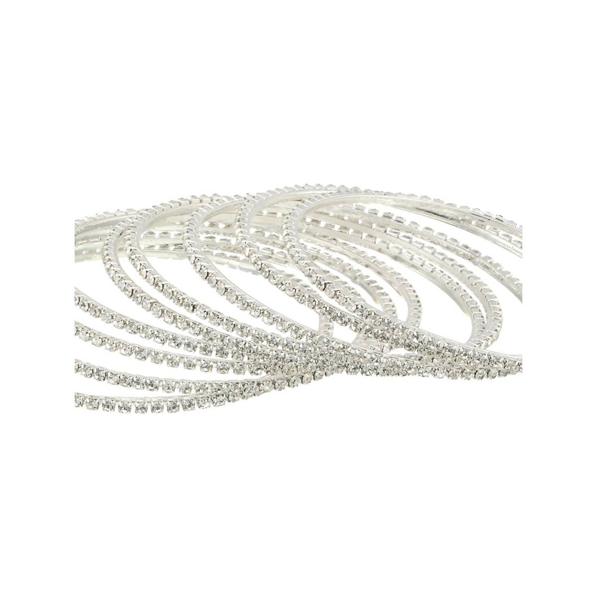Aatmana Silver Plated & CZ Studded Bangles (Set of 12)