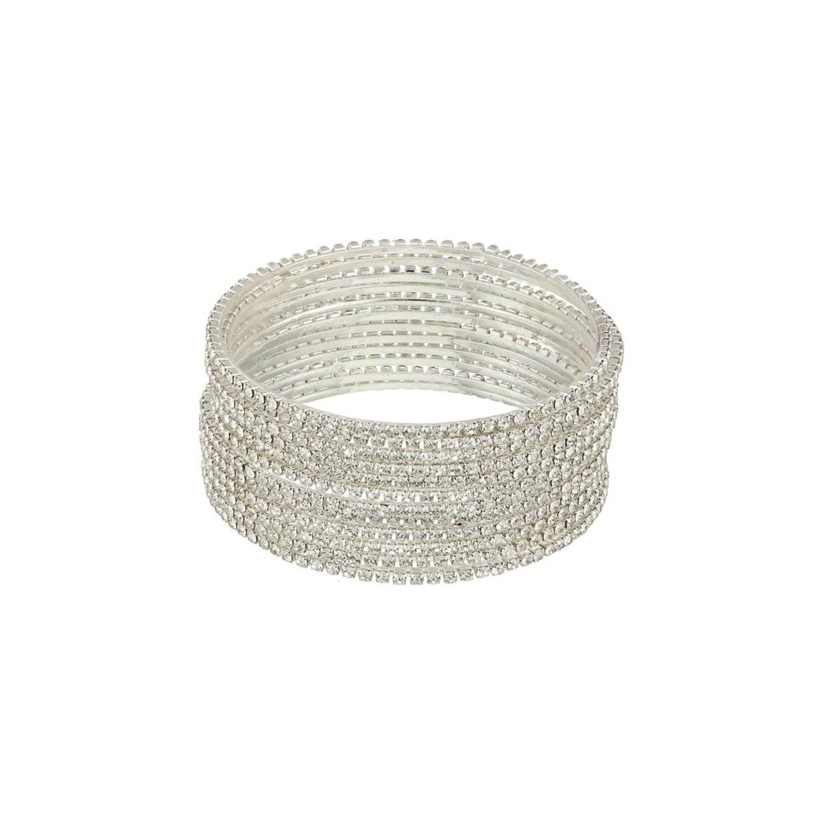 Aatmana Silver Plated & CZ Studded Bangles (Set of 12)