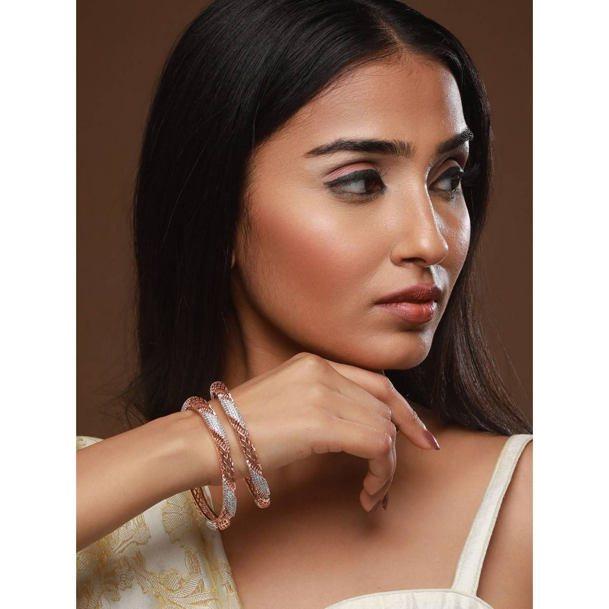 Aatmana Rose Gold Plated & AD Studded Bangles (Set of 2) (2.4) · 2.4