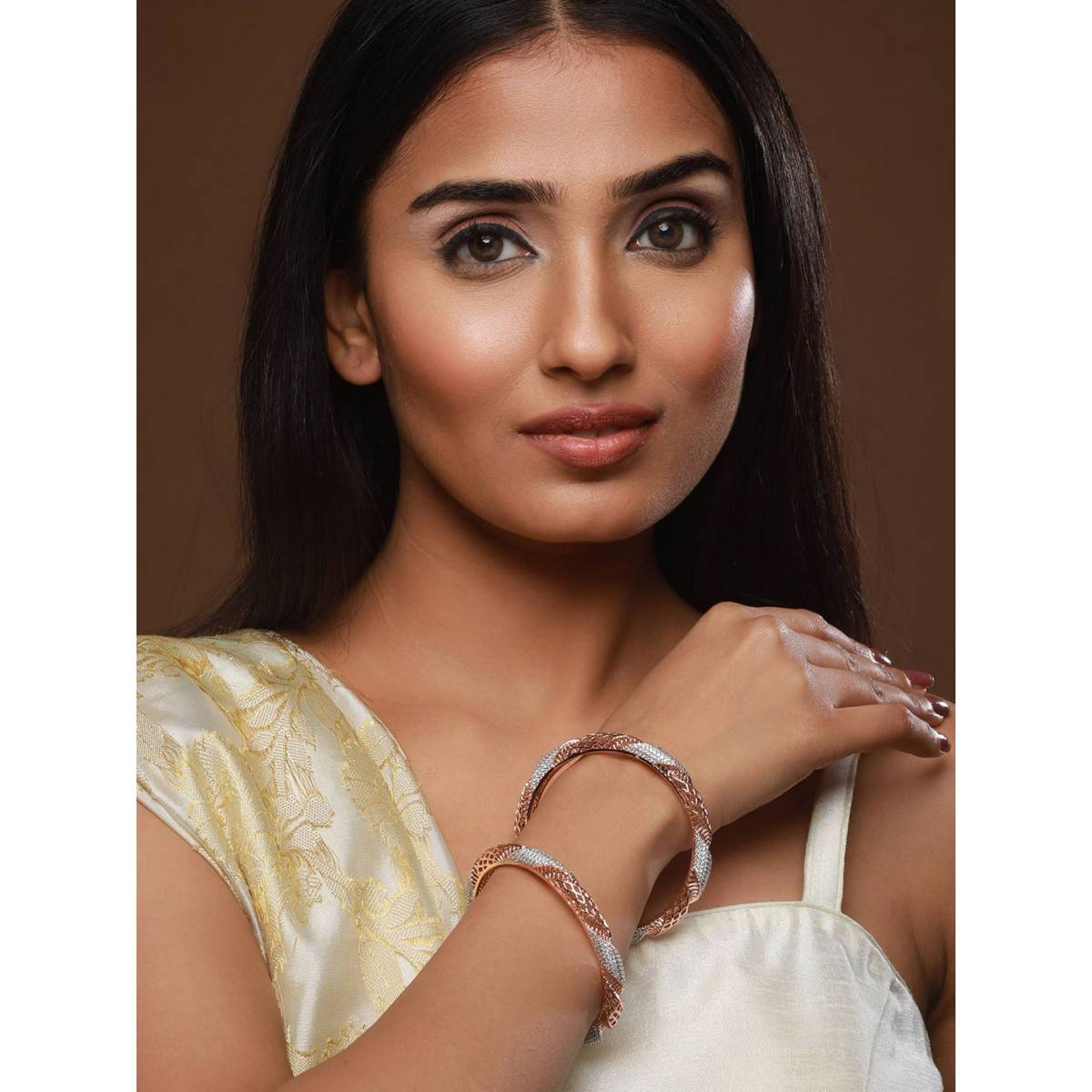 Aatmana Rose Gold Plated & AD Studded Bangles (Set of 2) (2.4) · 2.4