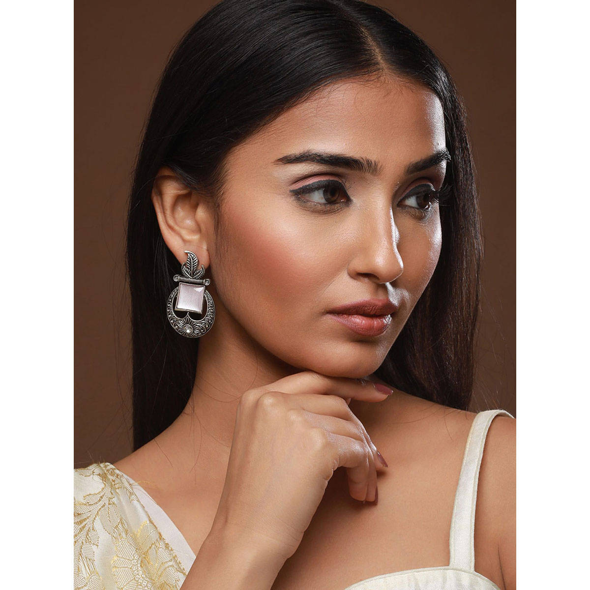 Aatmana Pink Silver Plating Contemporary Studs Earrings