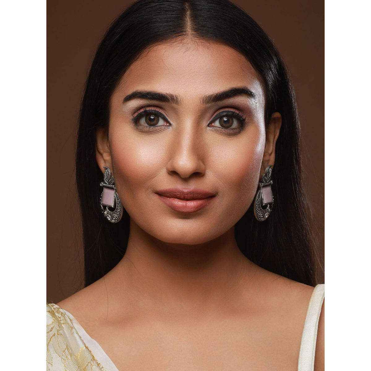 Aatmana Pink Silver Plating Contemporary Studs Earrings