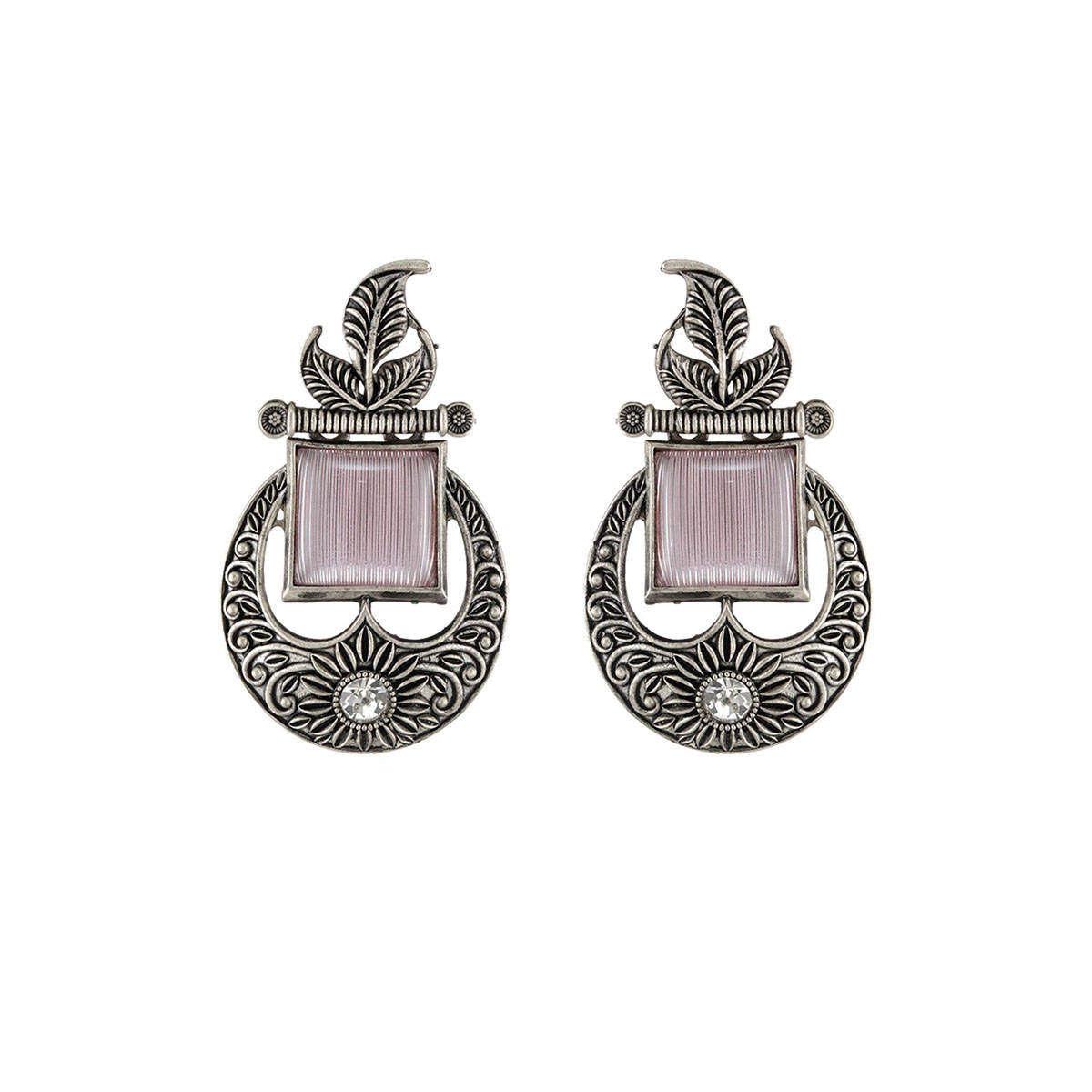 Aatmana Pink Silver Plating Contemporary Studs Earrings