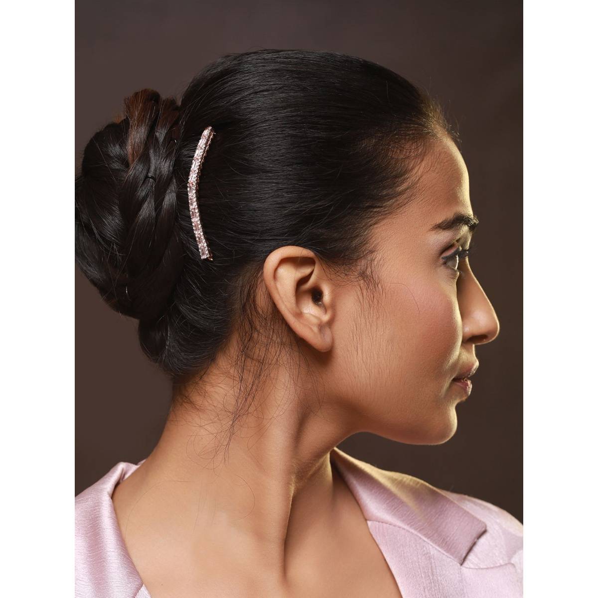 Aatmana Rose Gold Plated & Silver-Toned Beaded Floral Design Hair Comb Pins · One Size