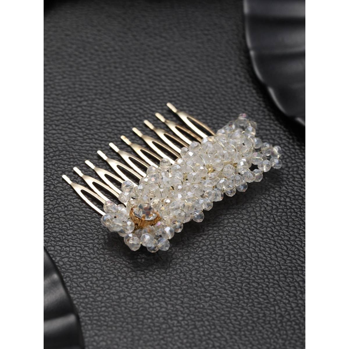 Aatmana Gold Plated & White Embellished Hair Comb Pins