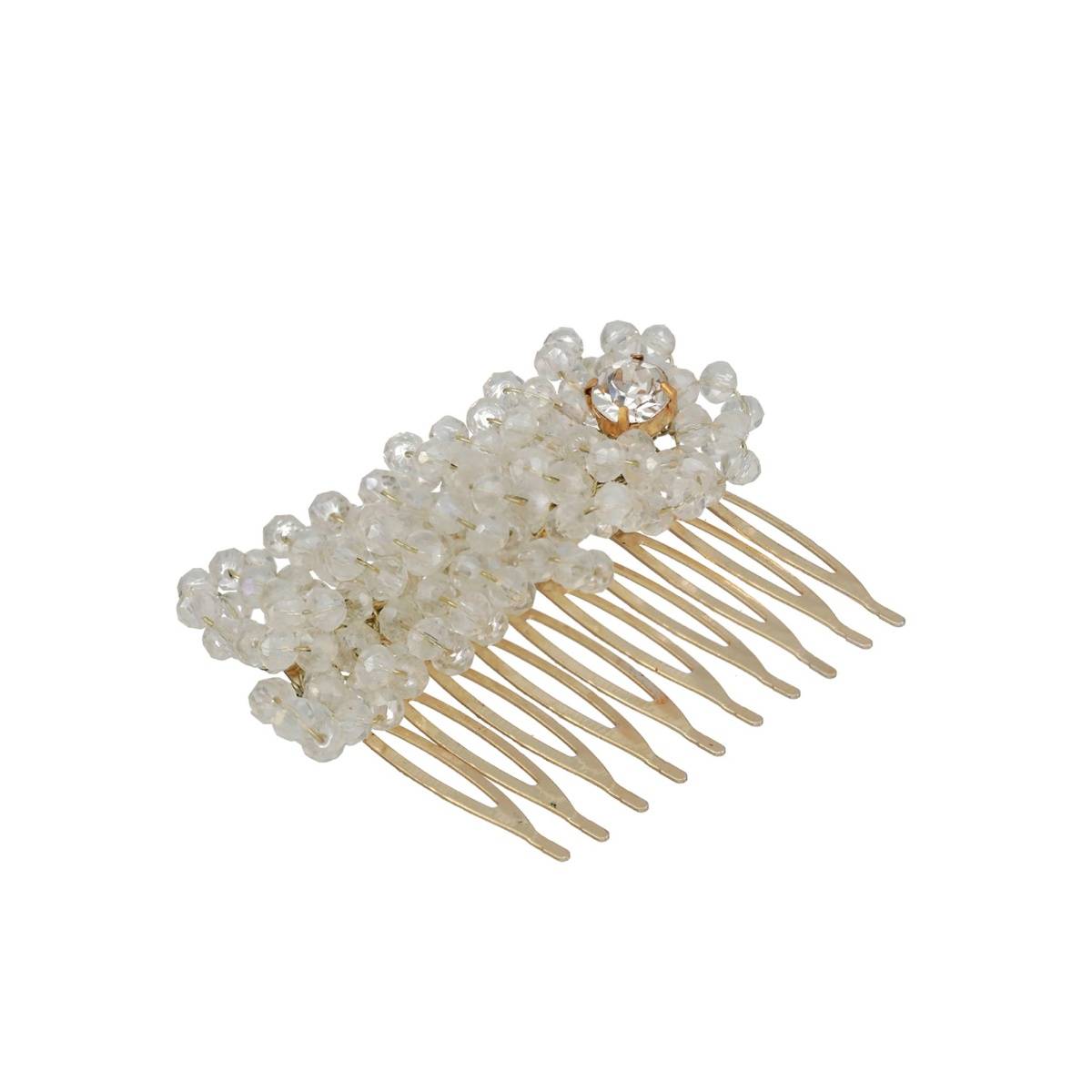 Aatmana Gold Plated & White Embellished Hair Comb Pins
