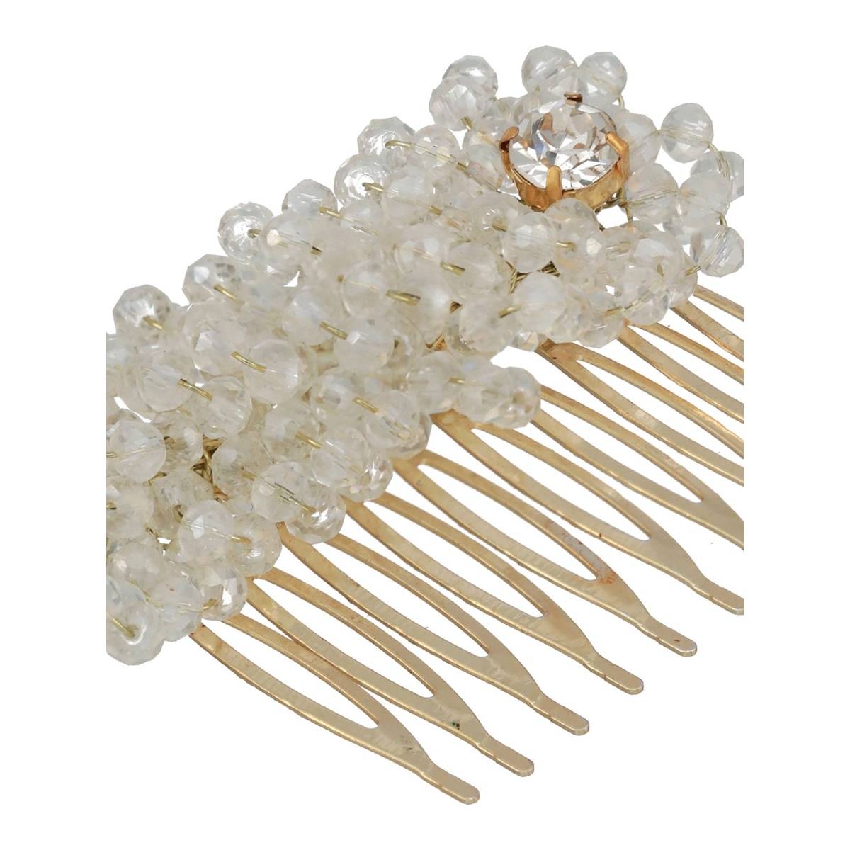 Aatmana Gold Plated & White Embellished Hair Comb Pins