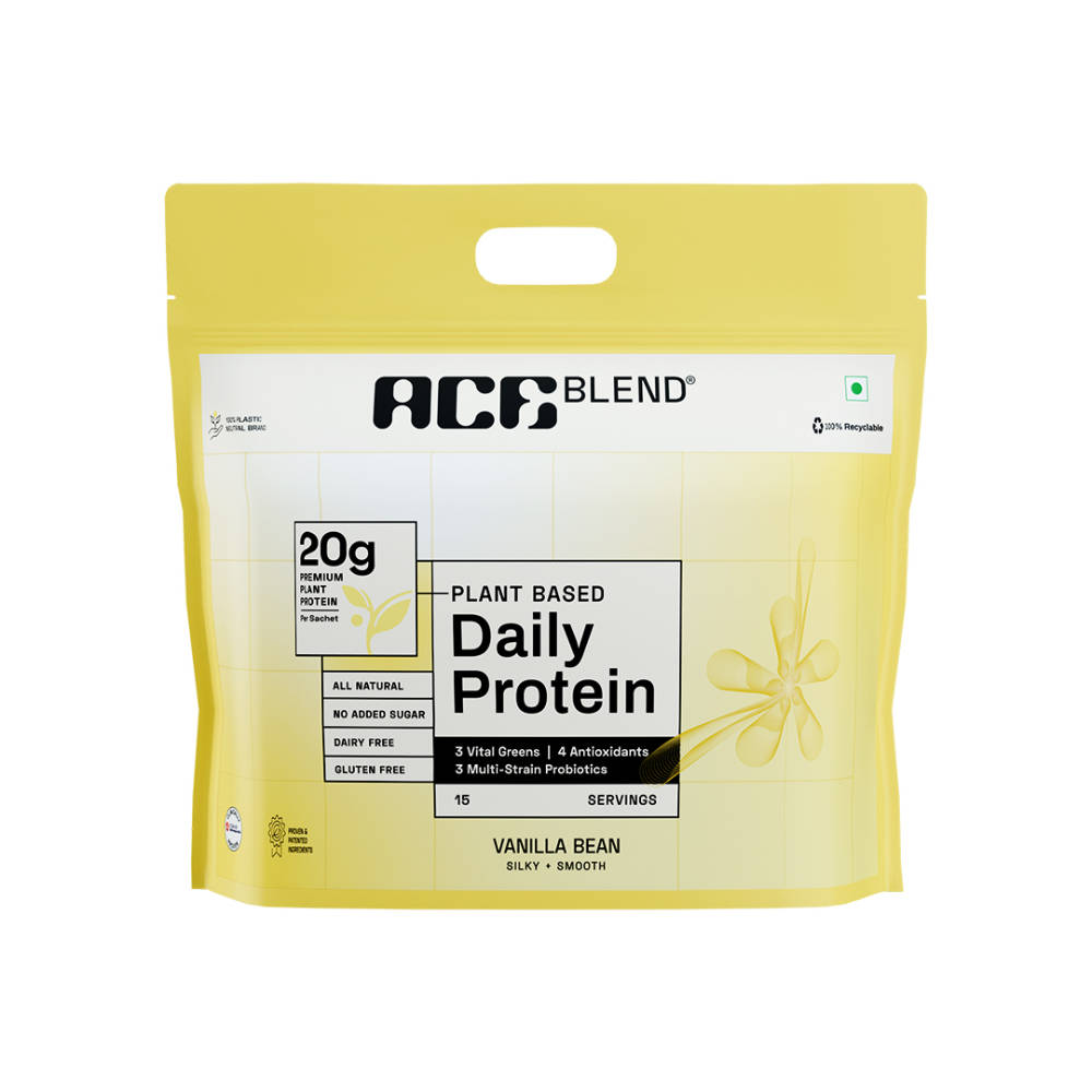 Ace Blend Daily 20g Plant Protein For Strength & Recovery With No Added Sugar - Vanilla Bean · 5 sachets