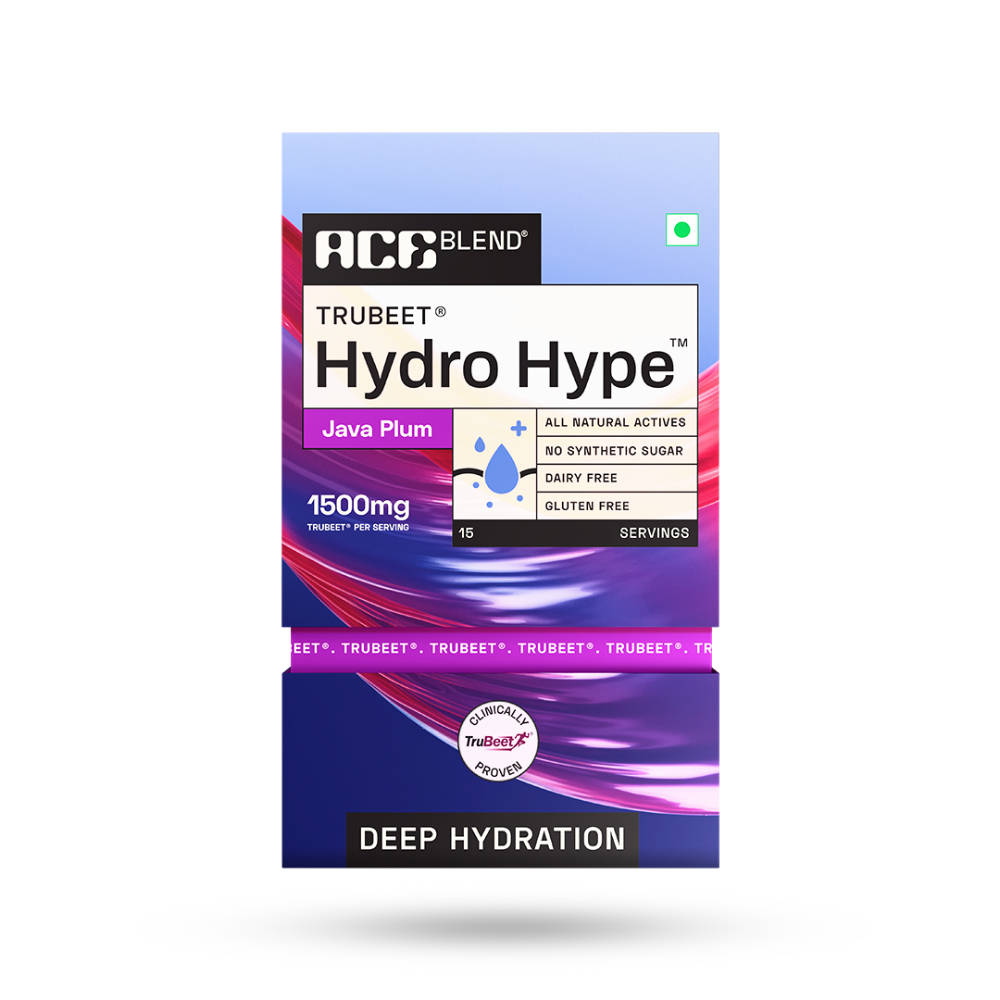 Ace Blend Hydro Hype Natural Beetroot Extract With Vitamins & Minerals Sachets - Java Plum · 5 sachets