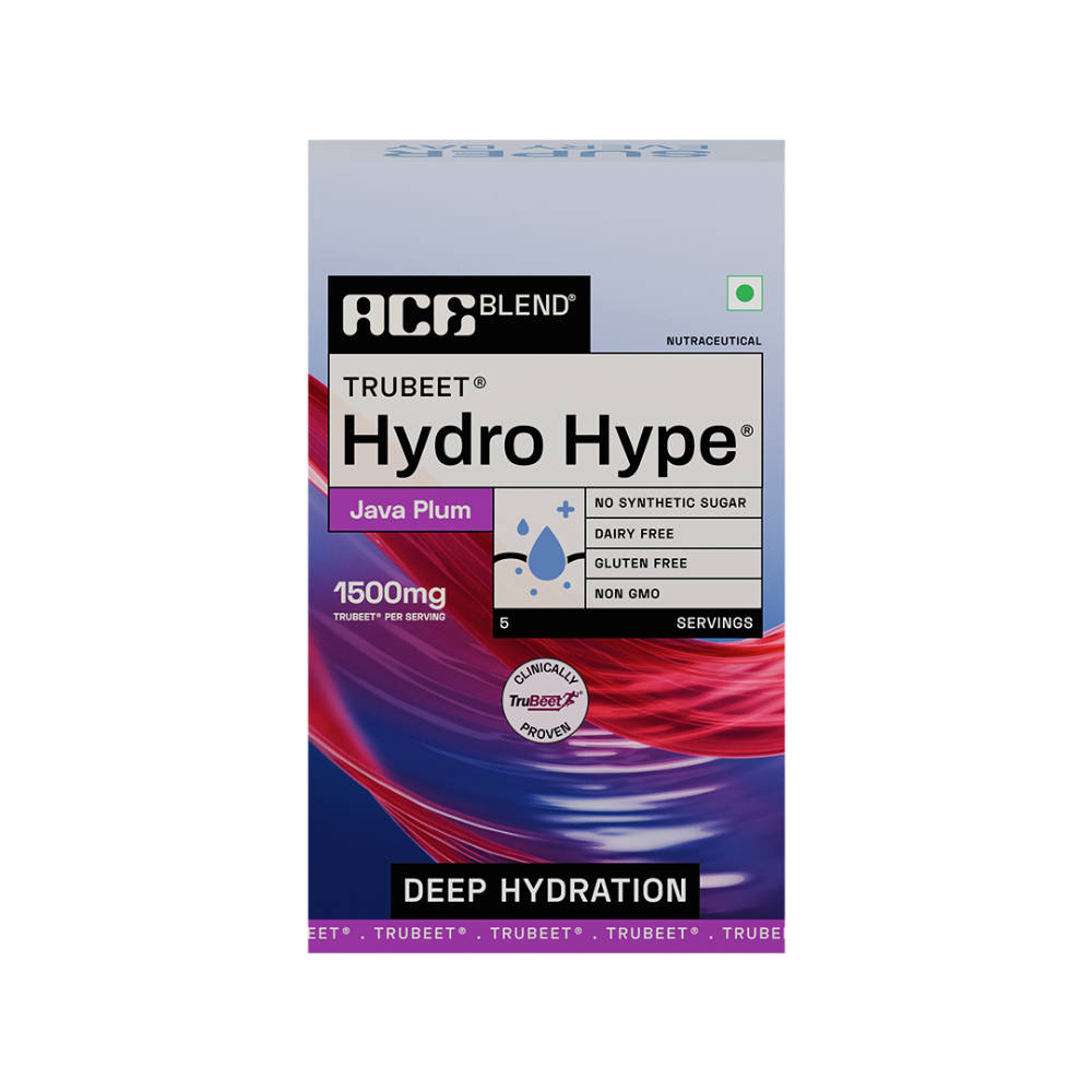 Ace Blend Hydro Hype Natural Beetroot Extract With Vitamins & Minerals Sachets - Java Plum · 5 sachets