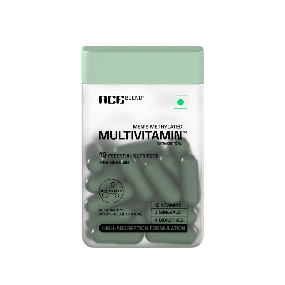 Ace Blend Methylated Multivitamin Supports Immunity, Focus & Heart Health Capsules For Men · 60capsules