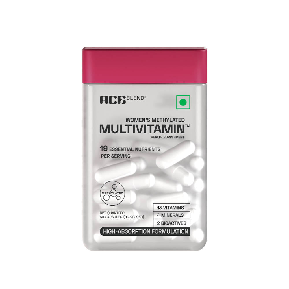Ace Blend Methylated Multivitamin Supports Immunity, Focus & Heart Health Capsules For Women · 60capsules