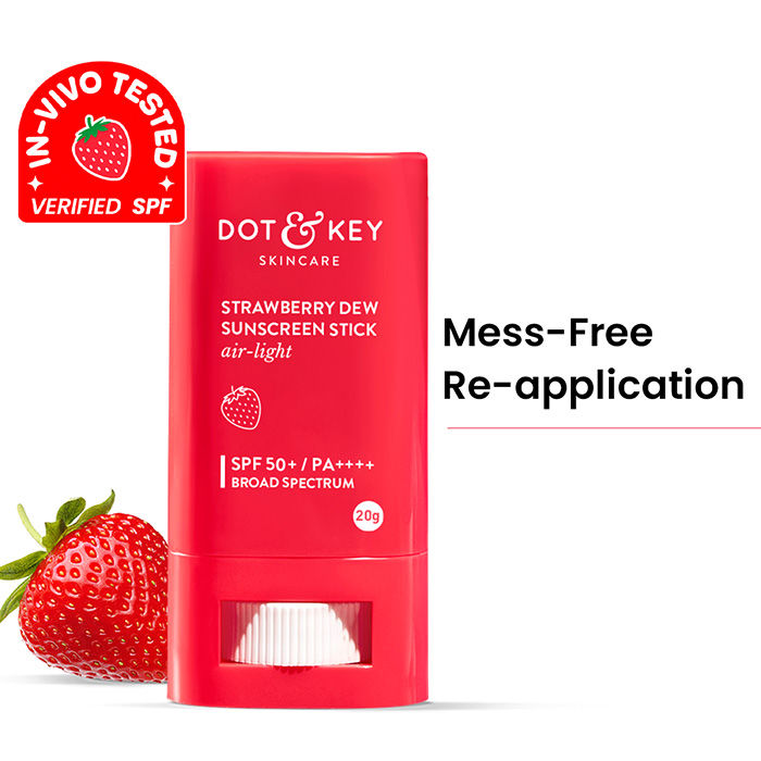Dot & Key Strawberry Dew Sunscreen Stick In-Vivo Tested SPF 50+ PA++++, Makeup Friendly (20 g)