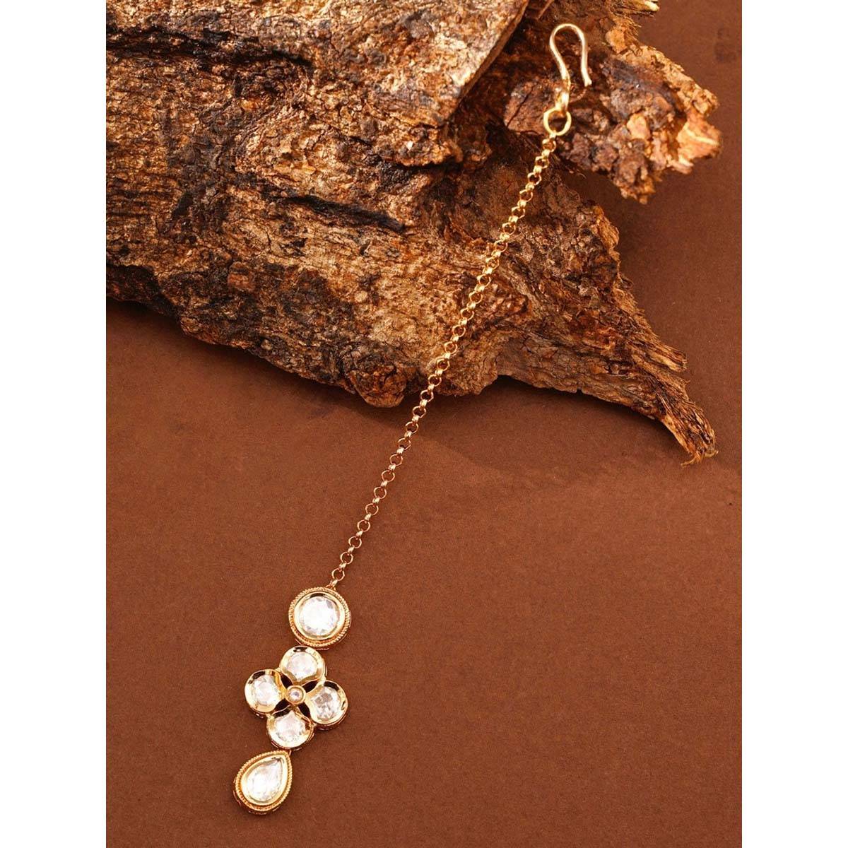 Abdesigns Elite Gold Plated Kundan Floral Maangtikka