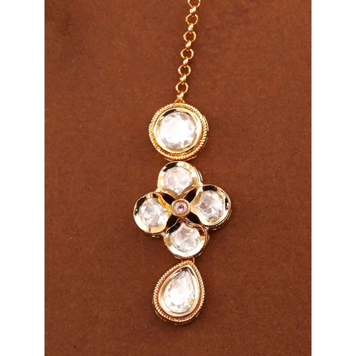 Abdesigns Elite Gold Plated Kundan Floral Maangtikka