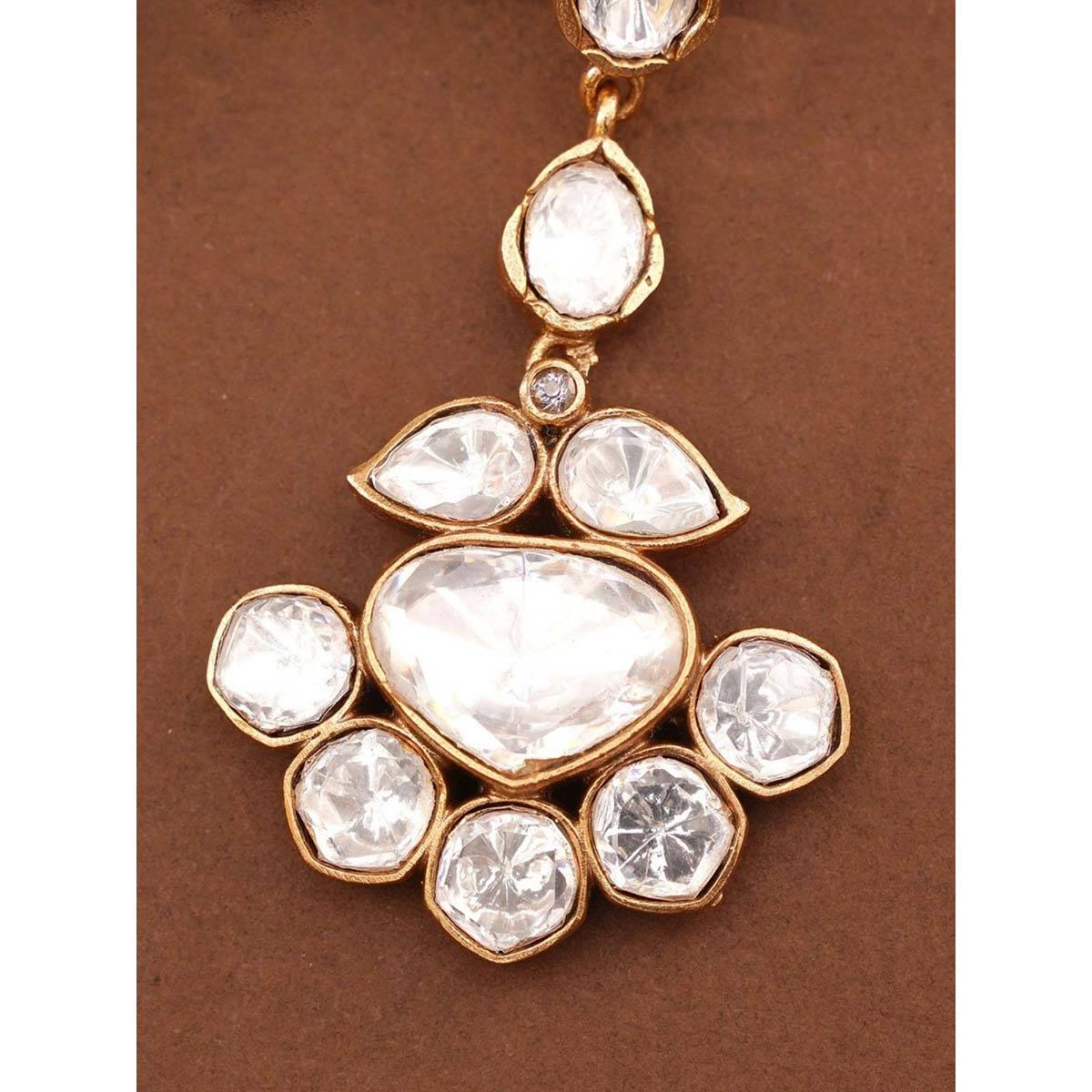 Abdesigns Elite Gold Plated Kundan Polki Studded Maangtikka