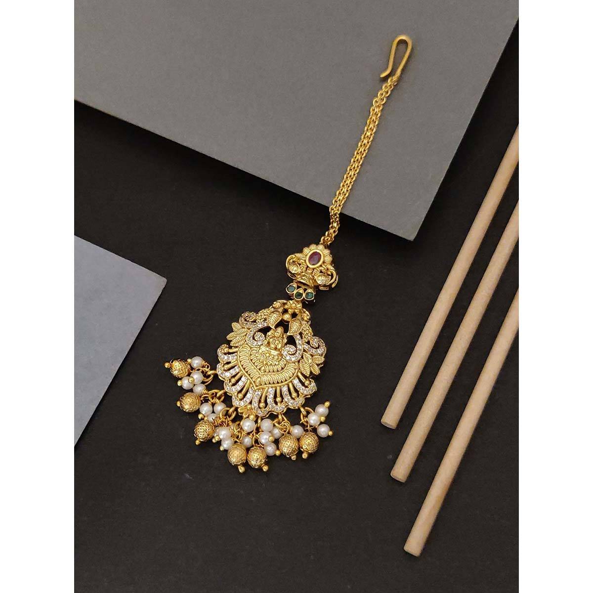 Abdesigns Gold Plated Ethnic Multi-Color Goddess Temple Maangtikka