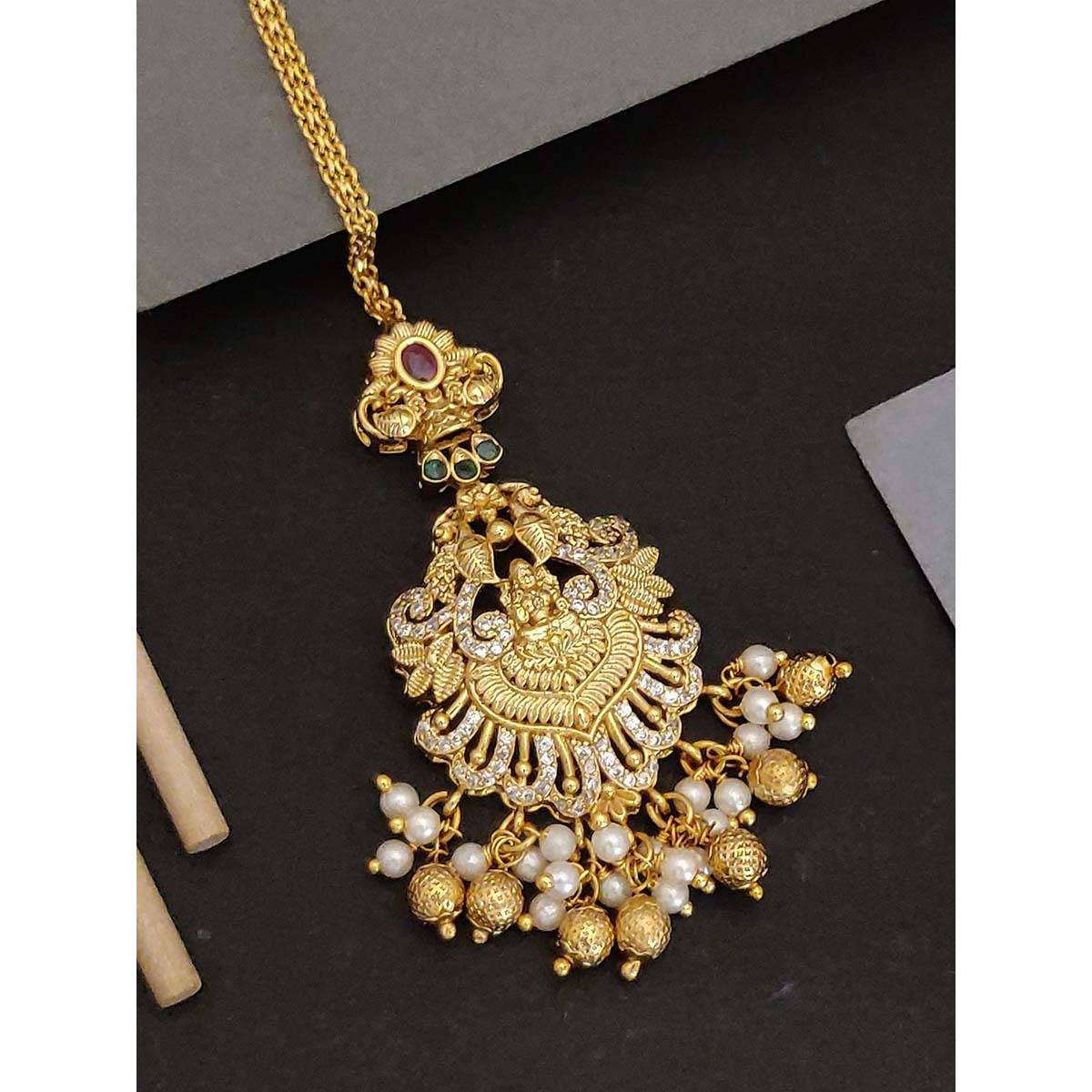 Abdesigns Gold Plated Ethnic Multi-Color Goddess Temple Maangtikka