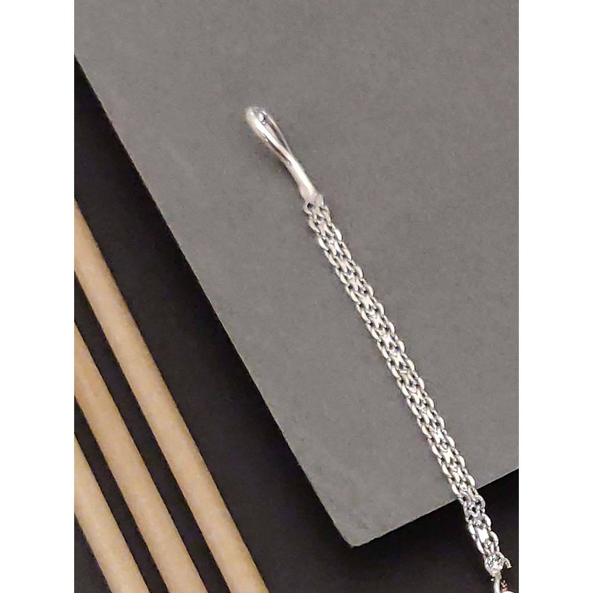 Abdesigns Elite Silver Plated Black American Diamond Maangtikka