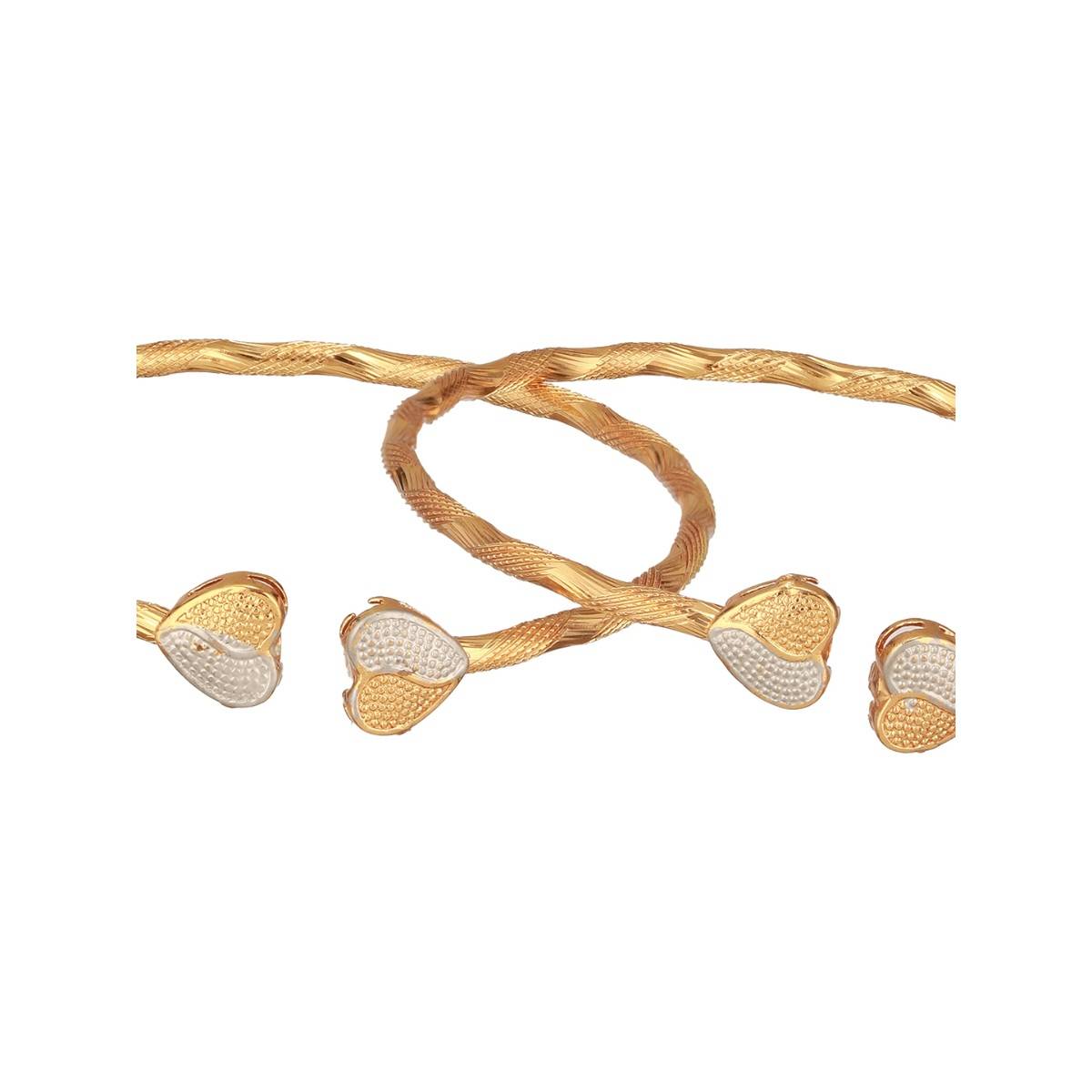 Aatmana 2 Brass Cubic Zirconia Rose Gold-Plated Cuff Bracelet (Pack of 2)