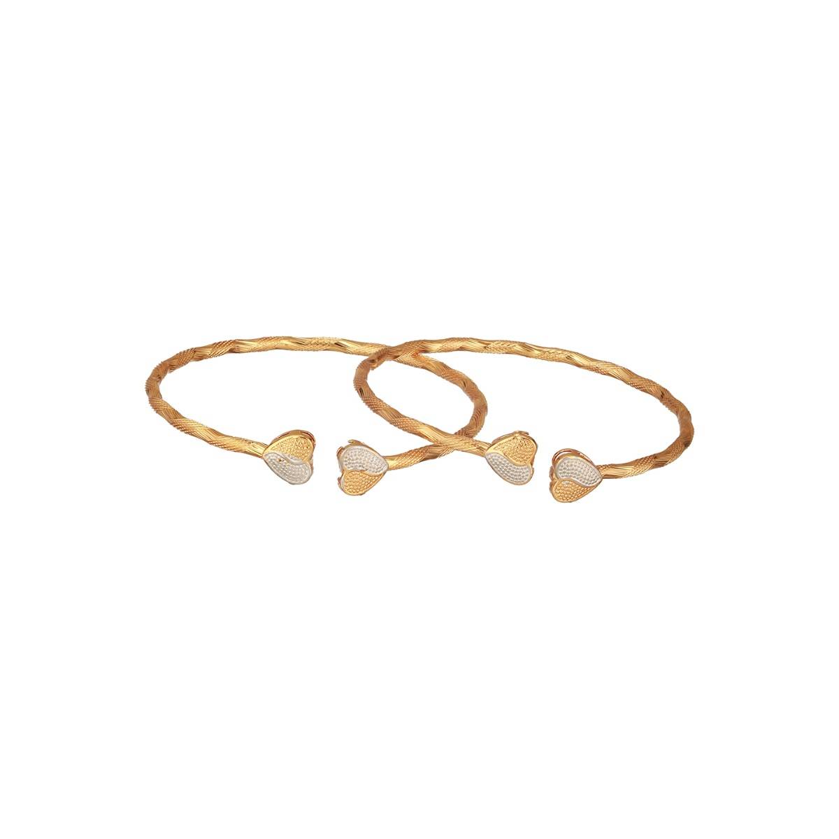 Aatmana 2 Brass Cubic Zirconia Rose Gold-Plated Cuff Bracelet (Pack of 2)