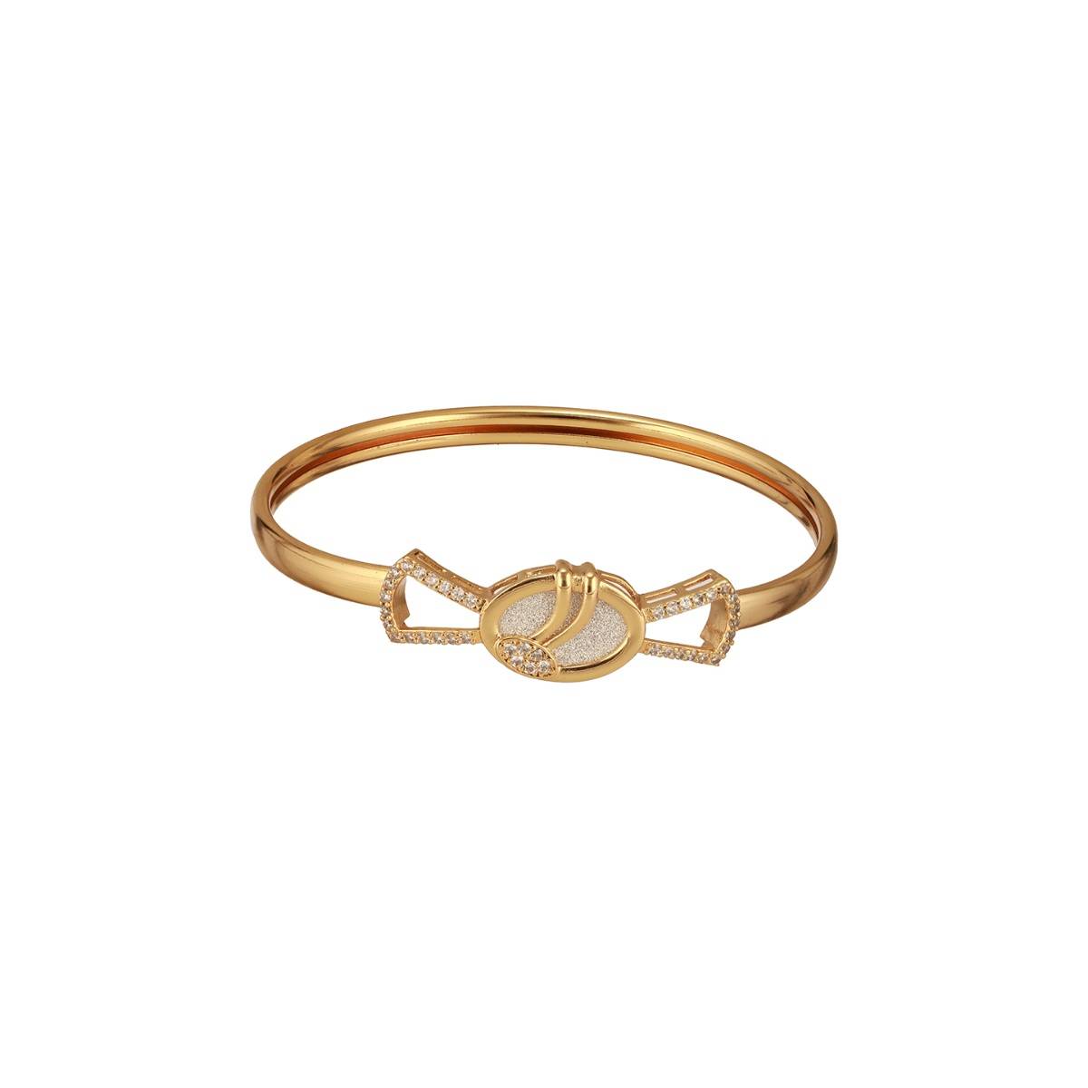 Aatmana Brass Cubic Zirconia Gold-Plated Bangle-Style Bracelet