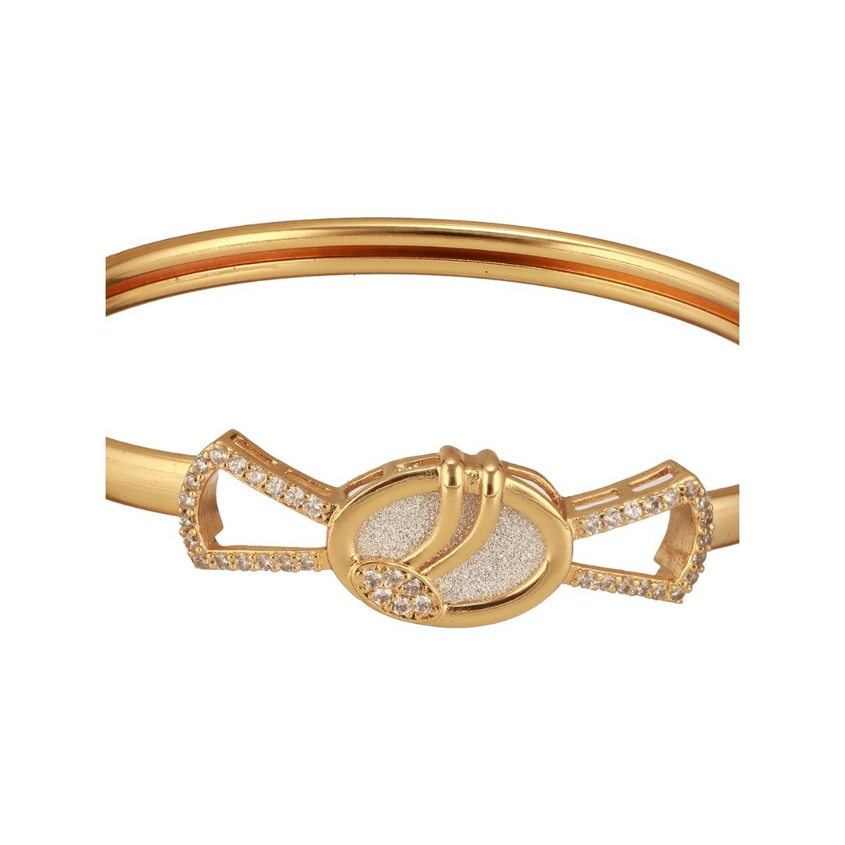 Aatmana Brass Cubic Zirconia Gold-Plated Bangle-Style Bracelet