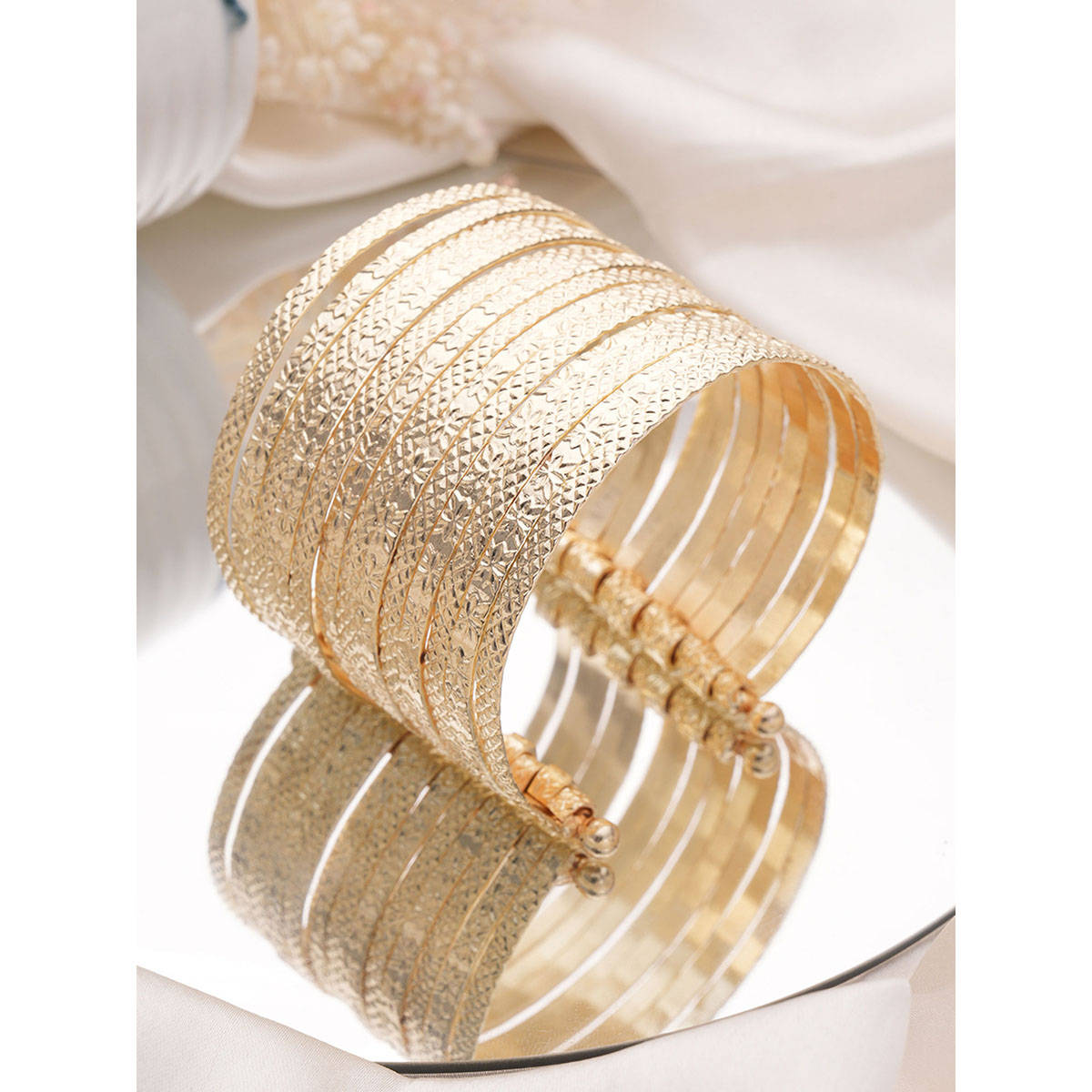 Aatmana Brass Handcrafted Gold-Plated Cuff Bracelet