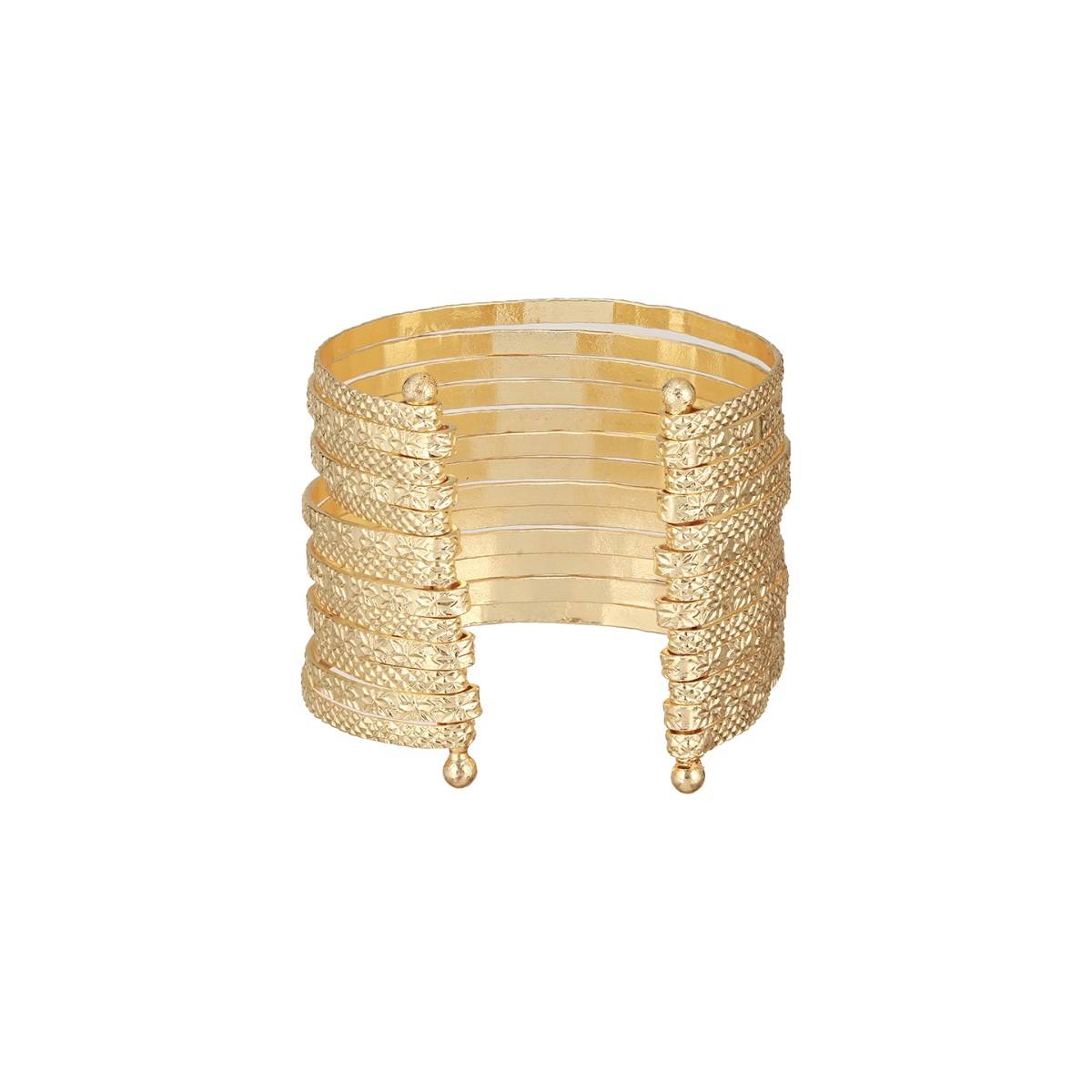 Aatmana Brass Handcrafted Gold-Plated Cuff Bracelet