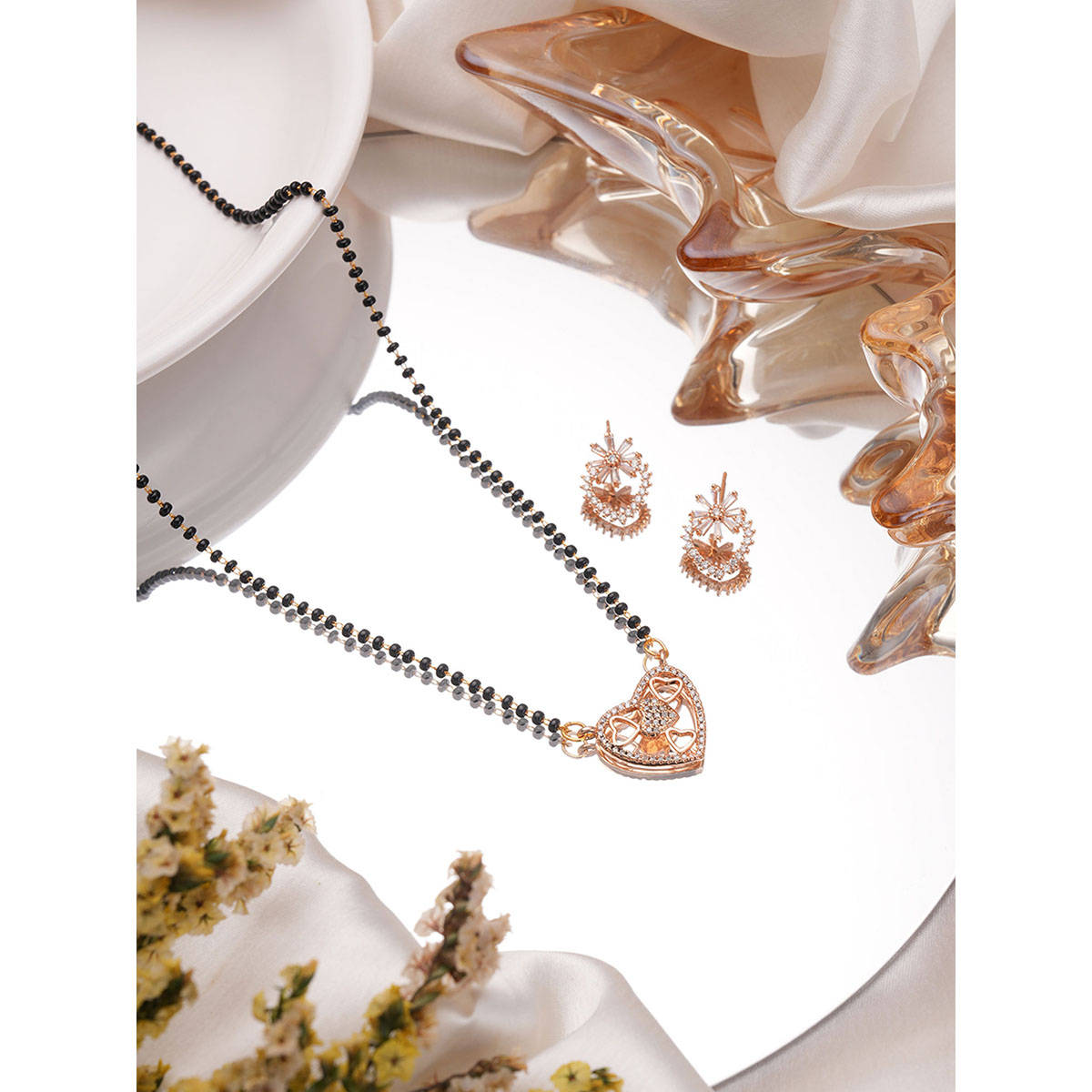 Aatmana Rose Gold-Plated Mangalsutra (Set of 2)