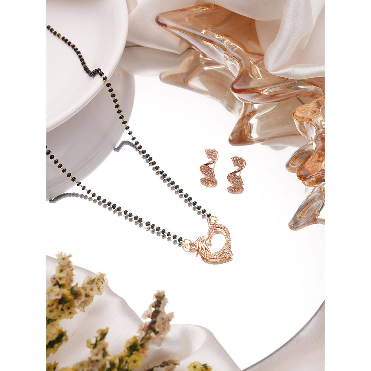Aatmana Rose Gold-Plated Mangalsutra (Set of 2) · Free Size