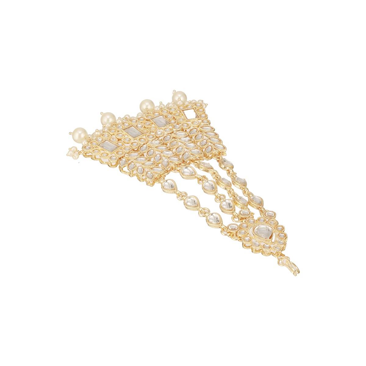Aatmana Gold-Plated Kundan Studded Jhumar Passa Head Jewellery