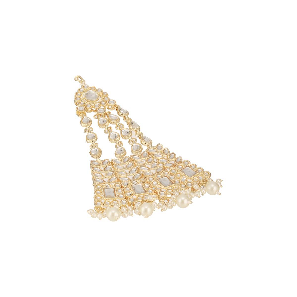 Aatmana Gold-Plated Kundan Studded Jhumar Passa Head Jewellery