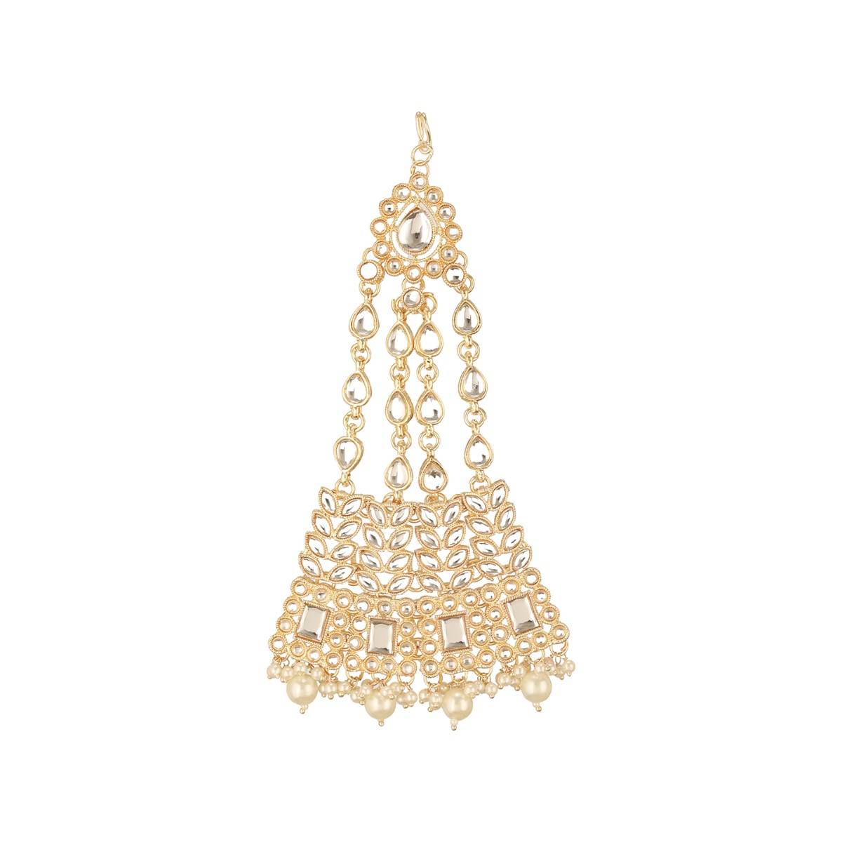 Aatmana Gold-Plated Kundan Studded Jhumar Passa Head Jewellery